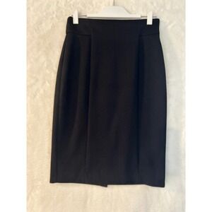 Ann Taylor Black High Waisted Pleated Pencil Skirt Career Wear Size 4